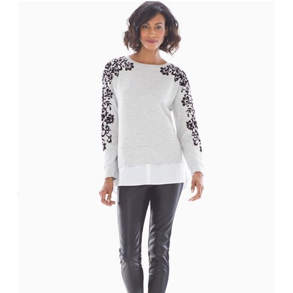 Soma Flocked Layered Look Sweatshirt size small grey - Picture 3 of 8